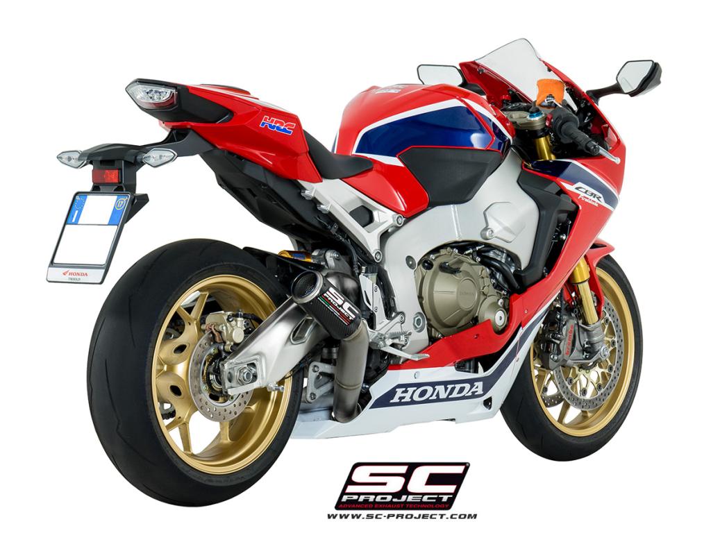 Picture of CR-T carbon fibre exhaust, with stoneguard grid, high mount