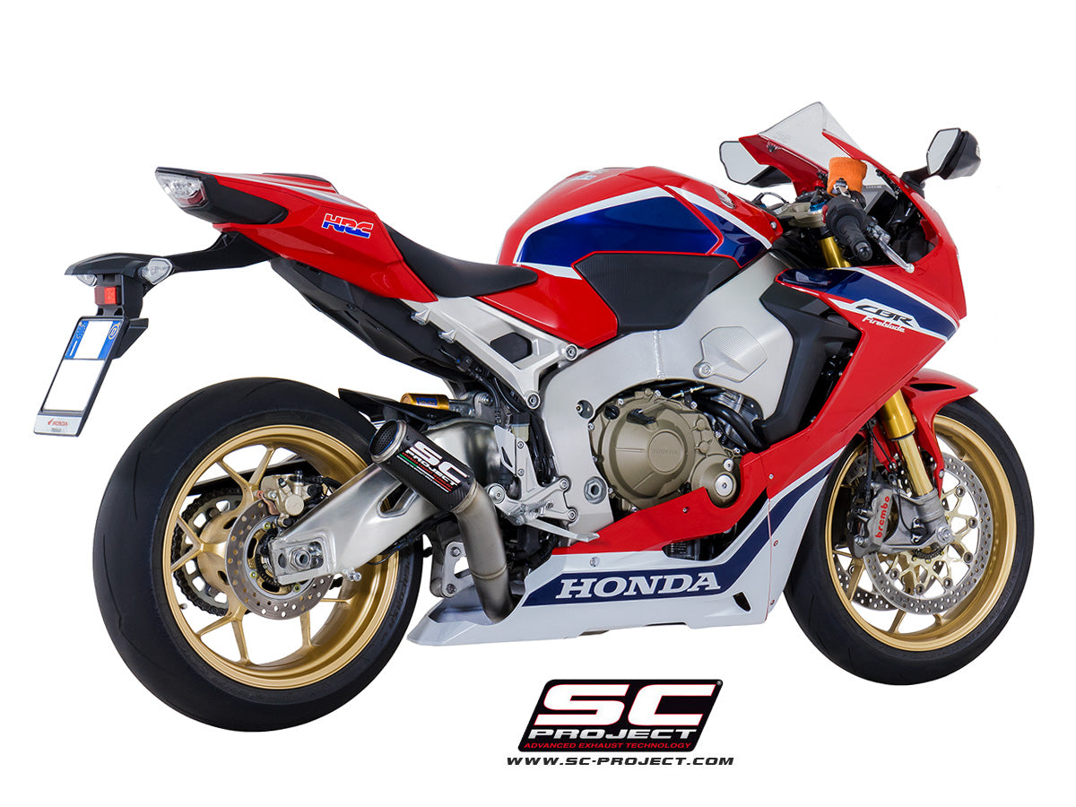 Picture of CR-T carbon fibre exhaust, with stoneguard grid, high mount
