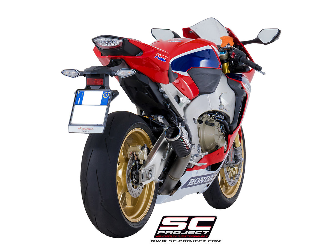 Picture of CR-T carbon fibre exhaust, with stoneguard grid, high mount