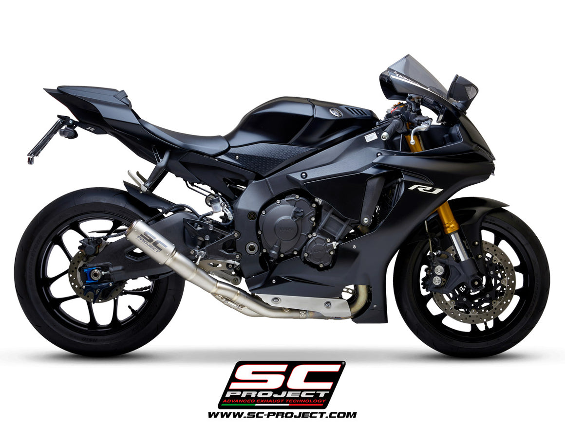 Picture of CR-T carbon fibre exhaust, with stoneguard grid, with de-cat link pipe