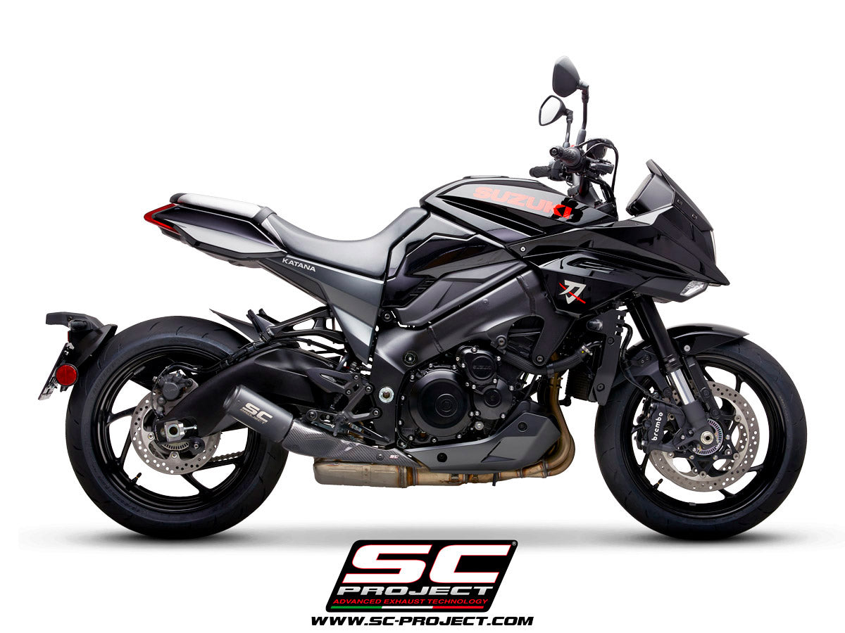 Picture of CR-T carbon fibre exhaust, with stoneguard grid