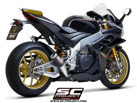 Picture of CR-T carbon fibre exhaust, with stoneguard grid