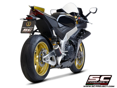 Picture of CR-T carbon fibre exhaust, with stoneguard grid