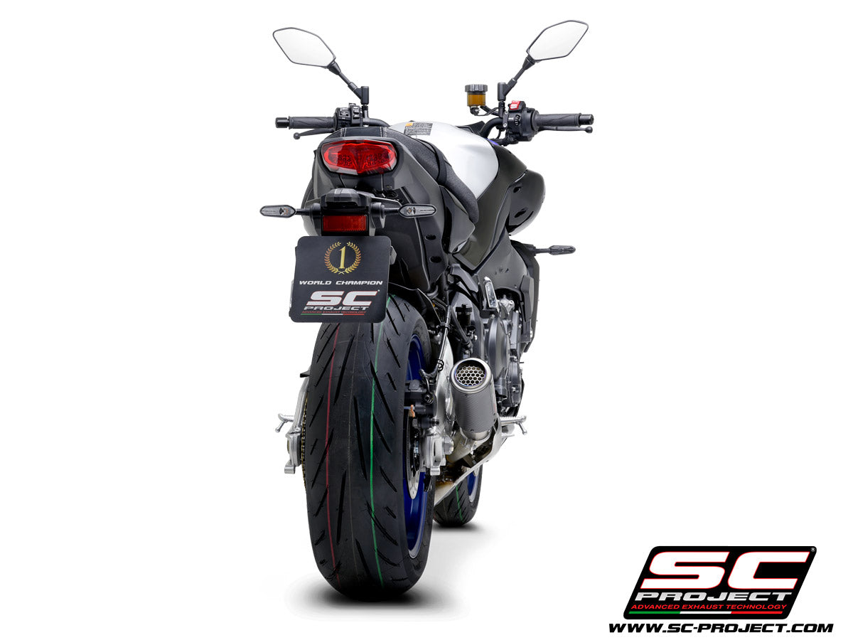 Picture of CR-T carbon fibre exhaust, with stoneguard grid