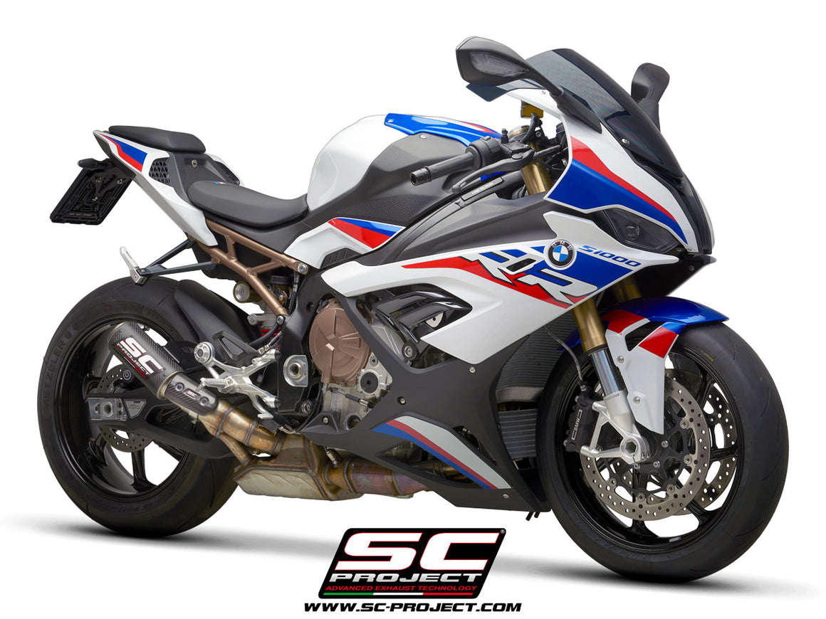 Picture of CR-T carbon fibre exhaust, with stoneguard grid