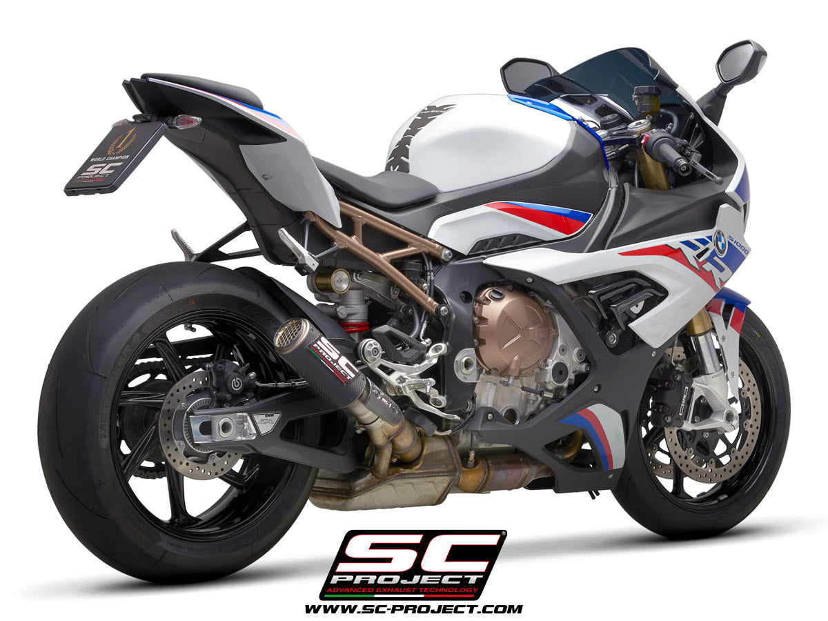 Picture of CR-T carbon fibre exhaust, with stoneguard grid
