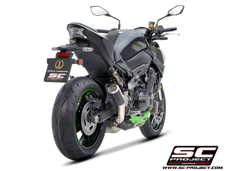 Picture of CR-T carbon fibre exhaust, with stoneguard grid