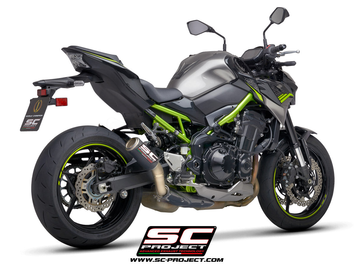Picture of CR-T carbon fibre exhaust, with stoneguard grid