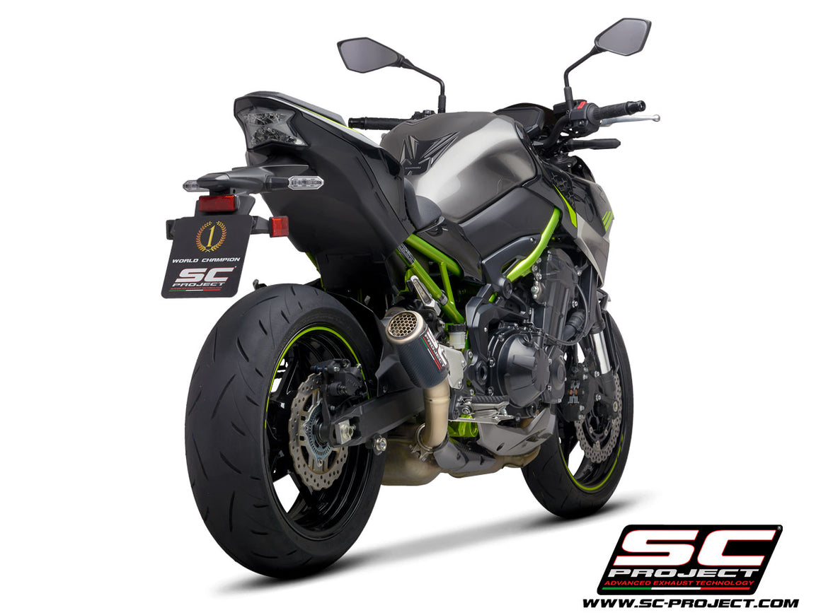 Picture of CR-T carbon fibre exhaust, with stoneguard grid