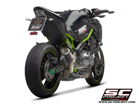 Picture of CR-T carbon fibre exhaust, with stoneguard grid