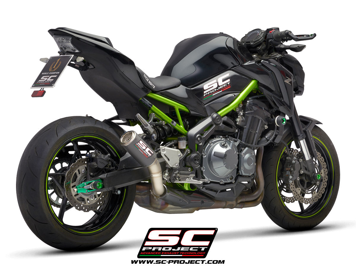Picture of CR-T carbon fibre exhaust, with stoneguard grid