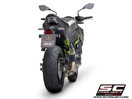 Picture of CR-T carbon fibre exhaust, with stoneguard grid