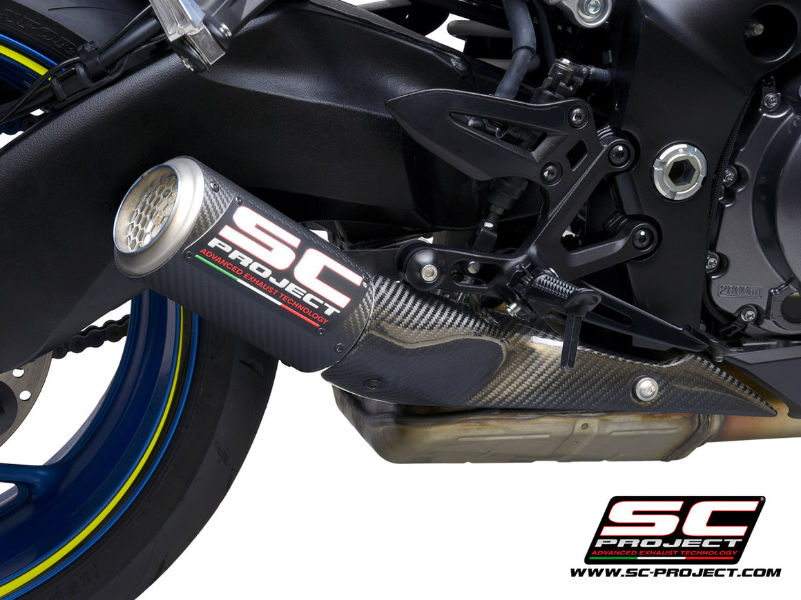 Picture of CR-T carbon fibre exhaust, with stoneguard grid