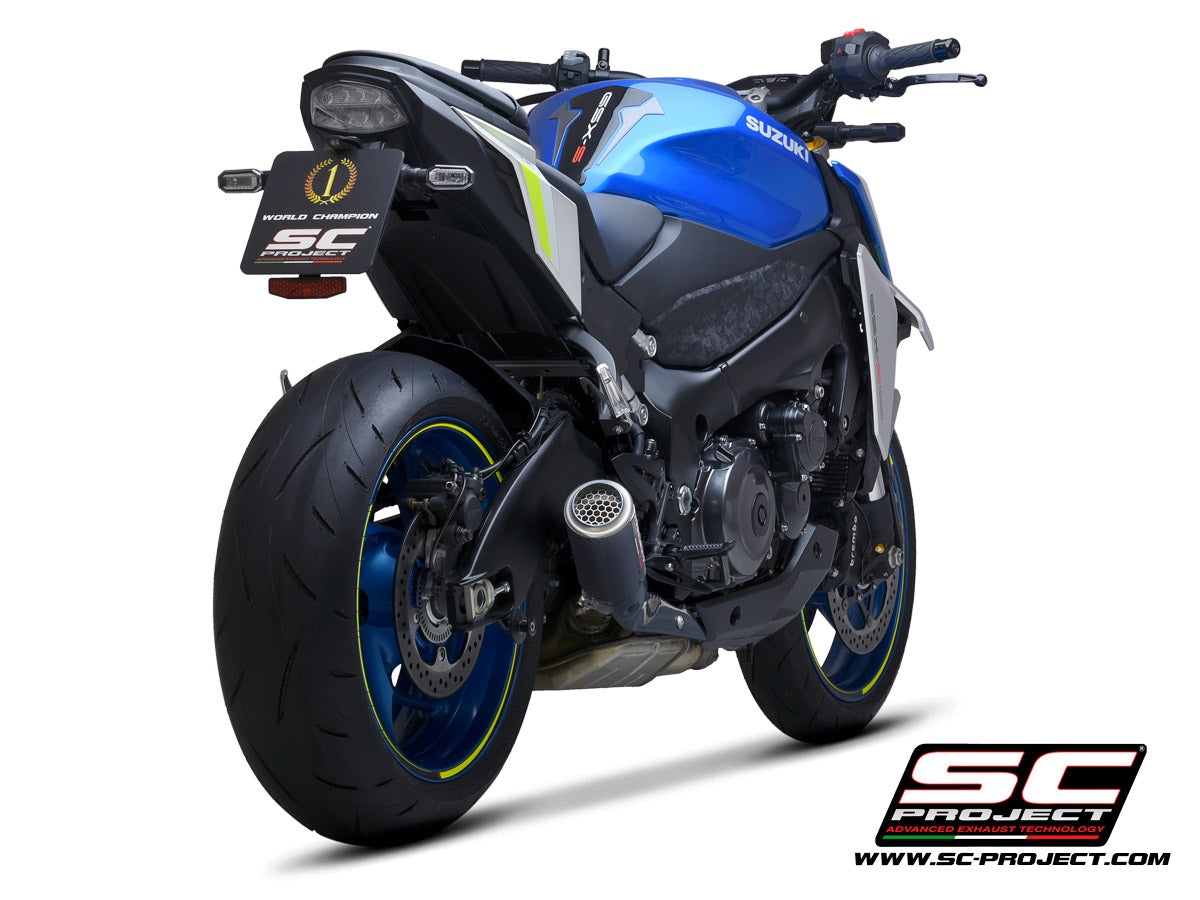 Picture of CR-T carbon fibre exhaust, with stoneguard grid