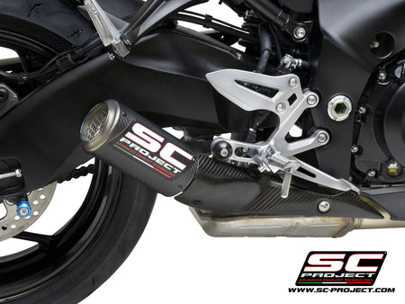 Picture of CR-T carbon fibre exhaust, with stoneguard grid