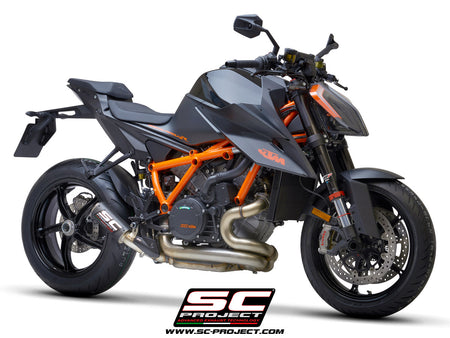 Picture of CR-T carbon fibre exhaust, with stoneguard grid