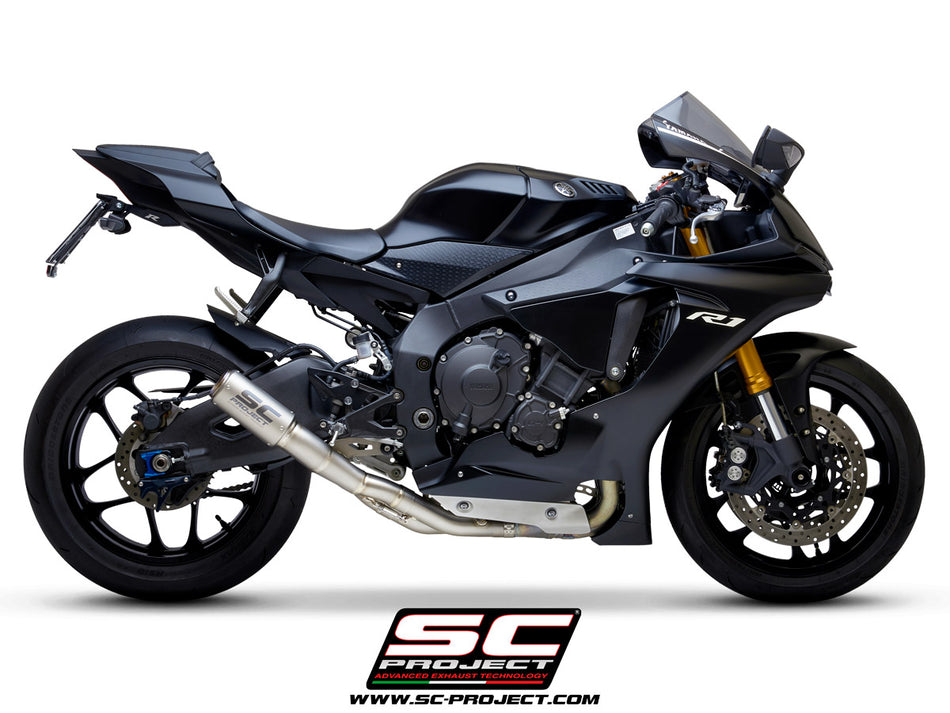 Picture of CR-T titanium exhaust, with stoneguard grid, with de-cat link pipe