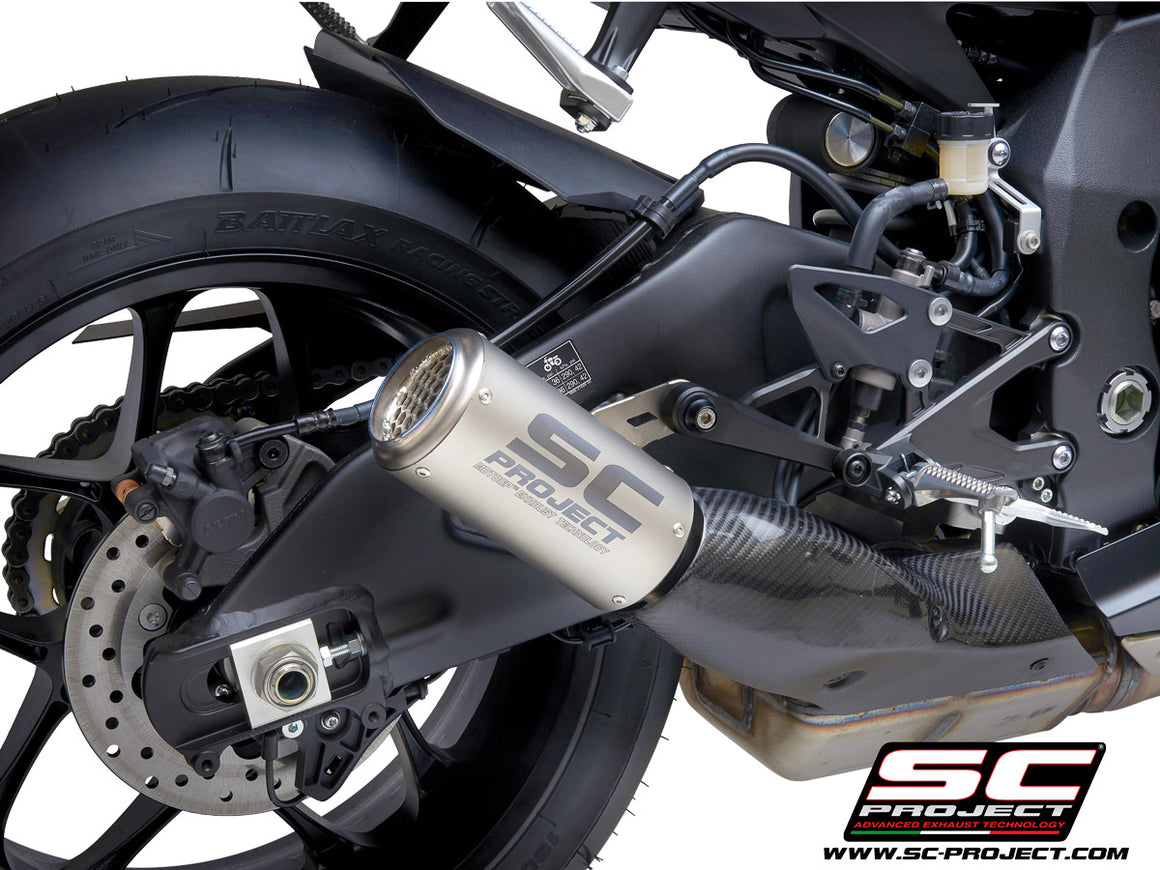 Picture of CR-T titanium exhaust, with stoneguard grid