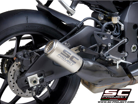Picture of CR-T titanium exhaust, with stoneguard grid