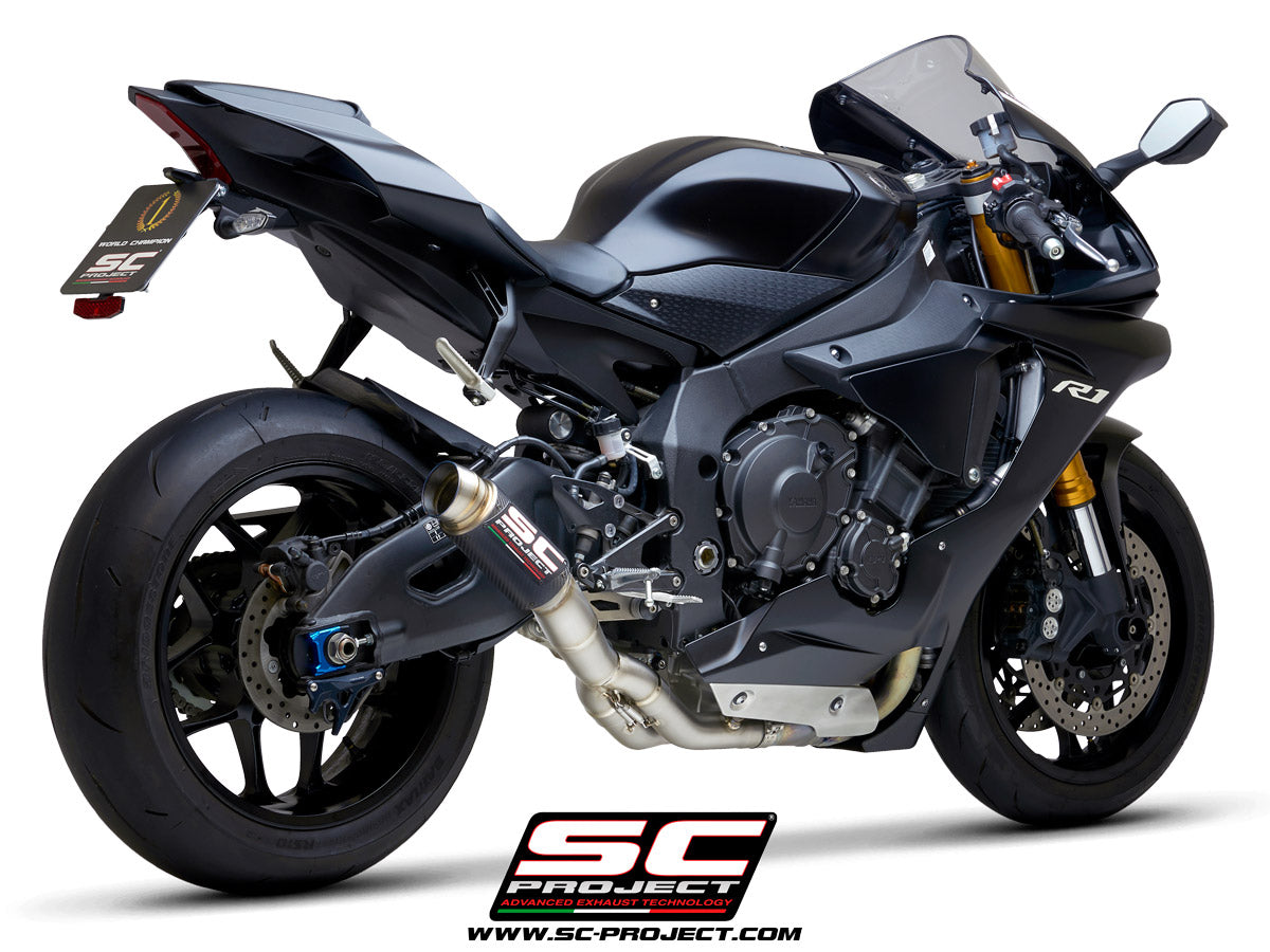Picture of GP70-R carbon fibre exhaust, with de-cat link pipe