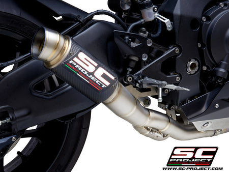 Picture of GP70-R carbon fibre exhaust, with de-cat link pipe