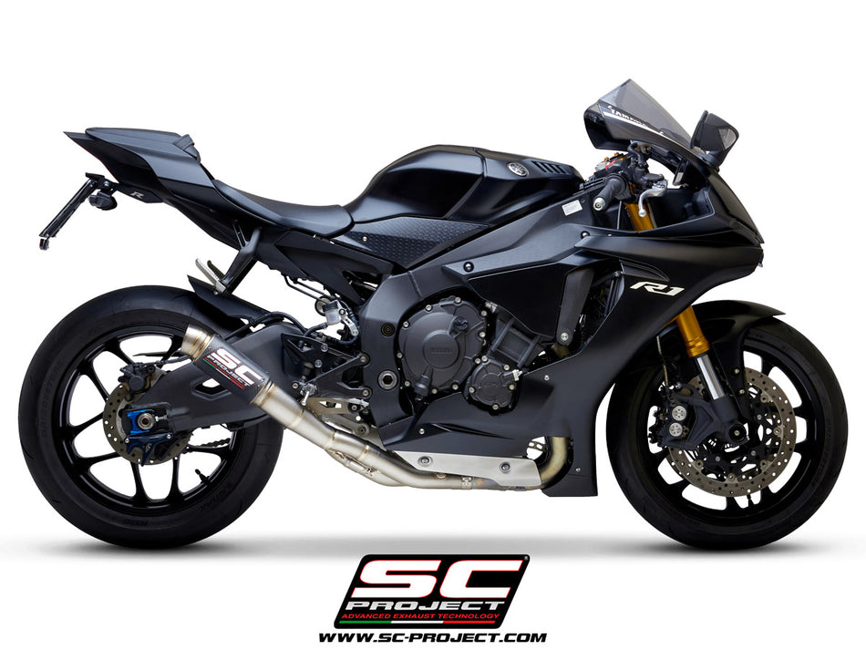 Picture of GP70-R carbon fibre exhaust, with de-cat link pipe