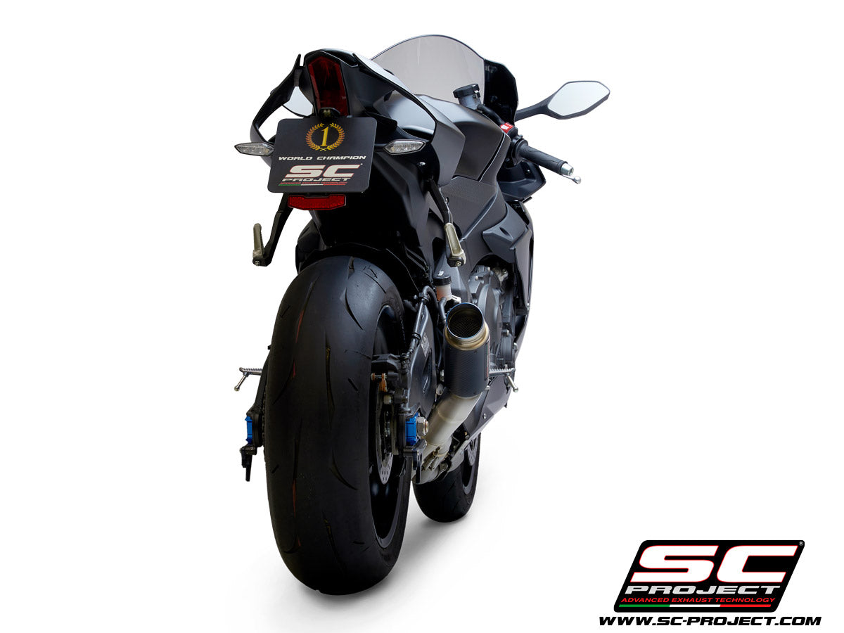 Picture of GP70-R carbon fibre exhaust, with de-cat link pipe