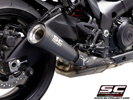 Picture of Metal Black stainless steel exhaust, with black & silver paint CNC machined end cap