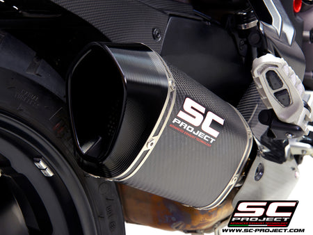 Picture of MTR carbon fibre exhaust, with CNC machined end cap