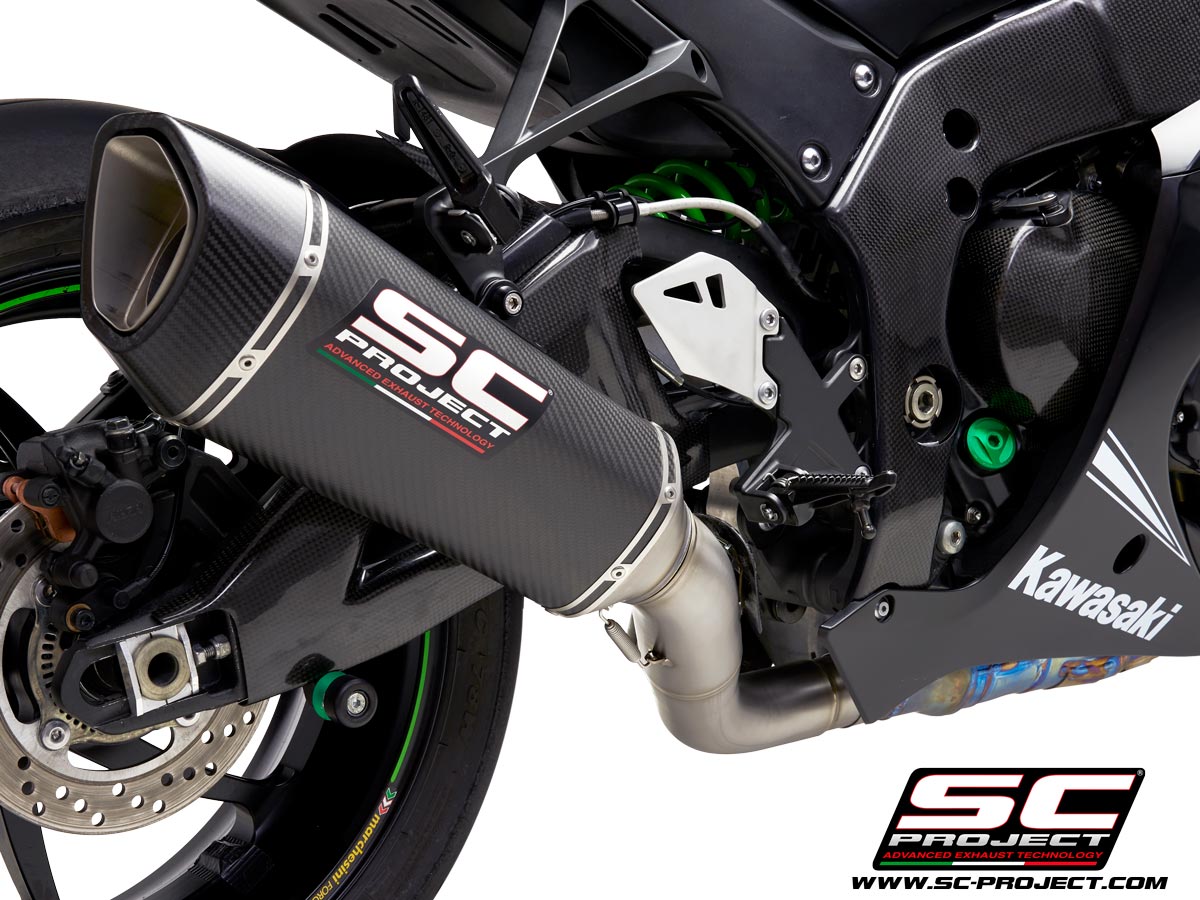Picture of SC1-R carbon fibre exhaust, with de-cat link pipe