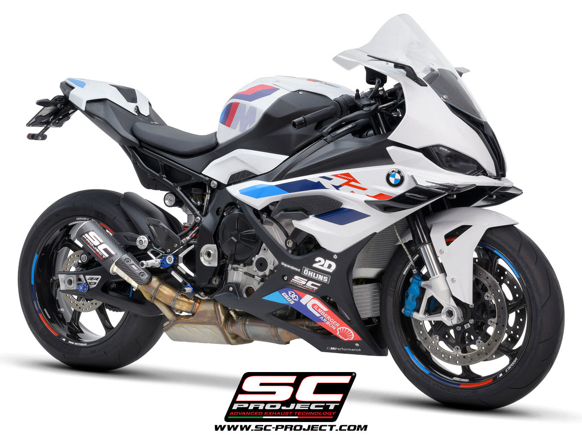 Picture of CR-T carbon fibre exhaust, with stoneguard grid