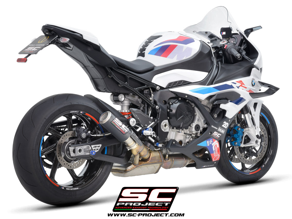 Picture of CR-T carbon fibre exhaust, with stoneguard grid