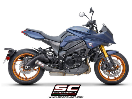 Picture of CR-T carbon fibre exhaust, with stoneguard grid