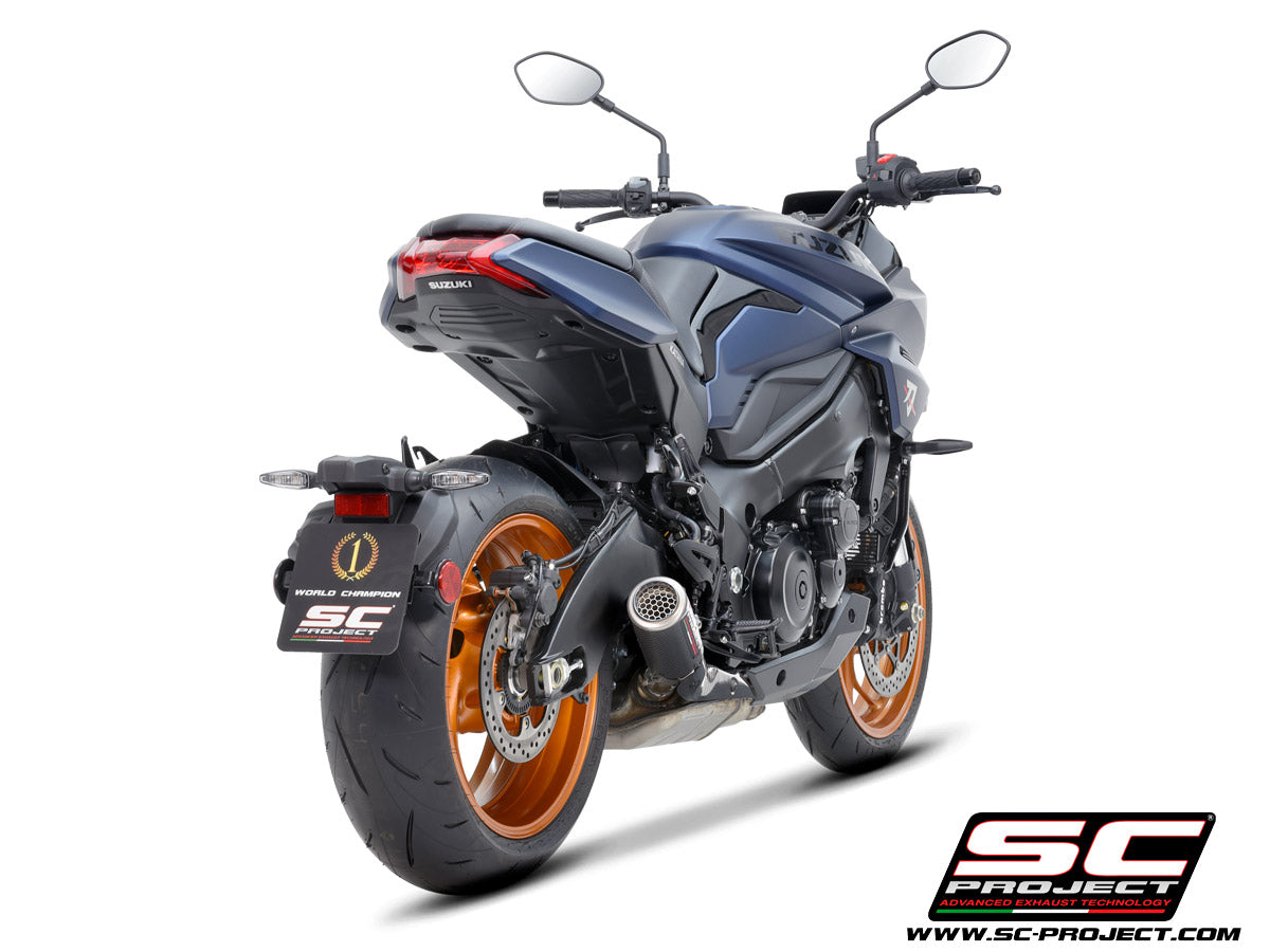 Picture of CR-T carbon fibre exhaust, with stoneguard grid