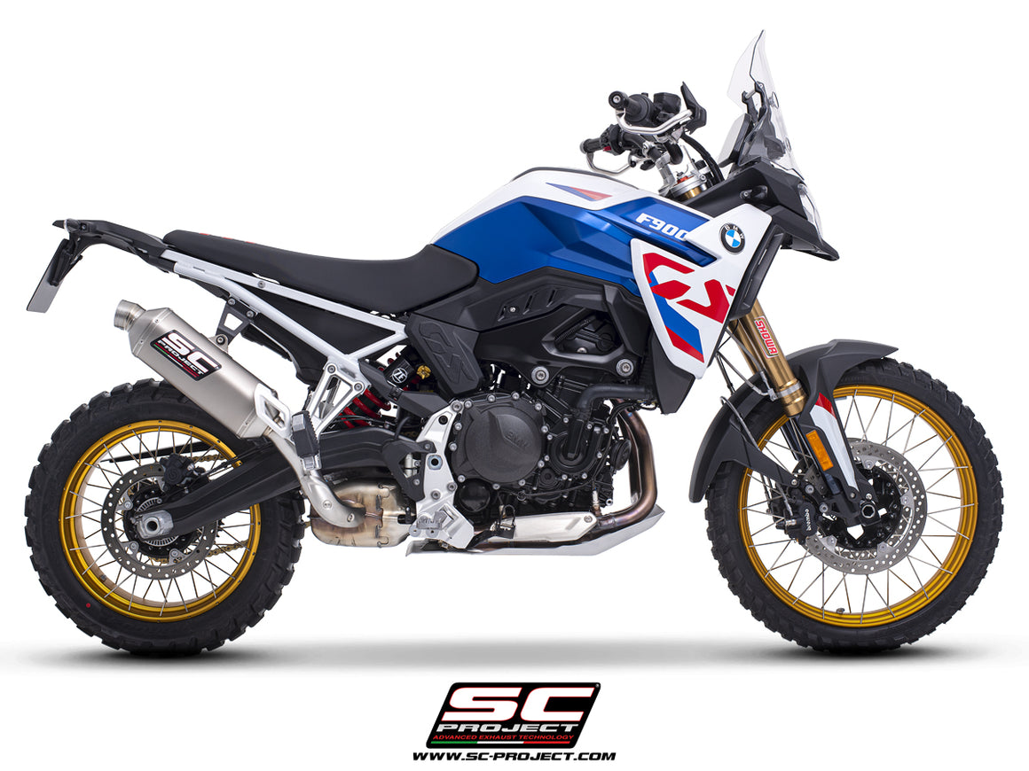 BMW F 900 GS with SC-Project Rally Raid titanium exhaust, 3/4 rear view
