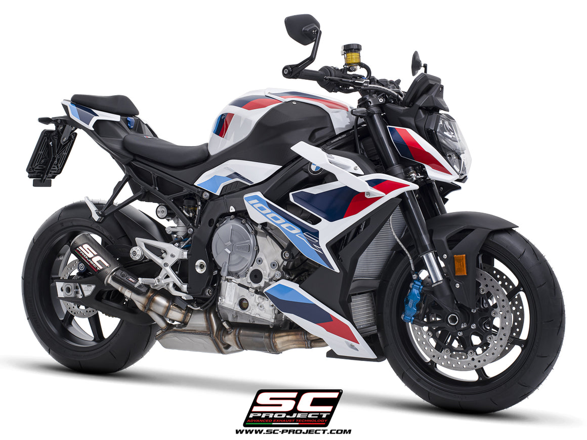 Picture of CR-T carbon fibre exhaust, with stoneguard grid