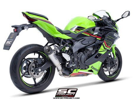 Kawasaki ZX-4R - RR with SC-Project S1 titanium exhaust, 3/4 rear view