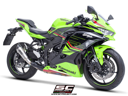 Kawasaki ZX-4R - RR with SC-Project S1 titanium exhaust, 3/4 rear view