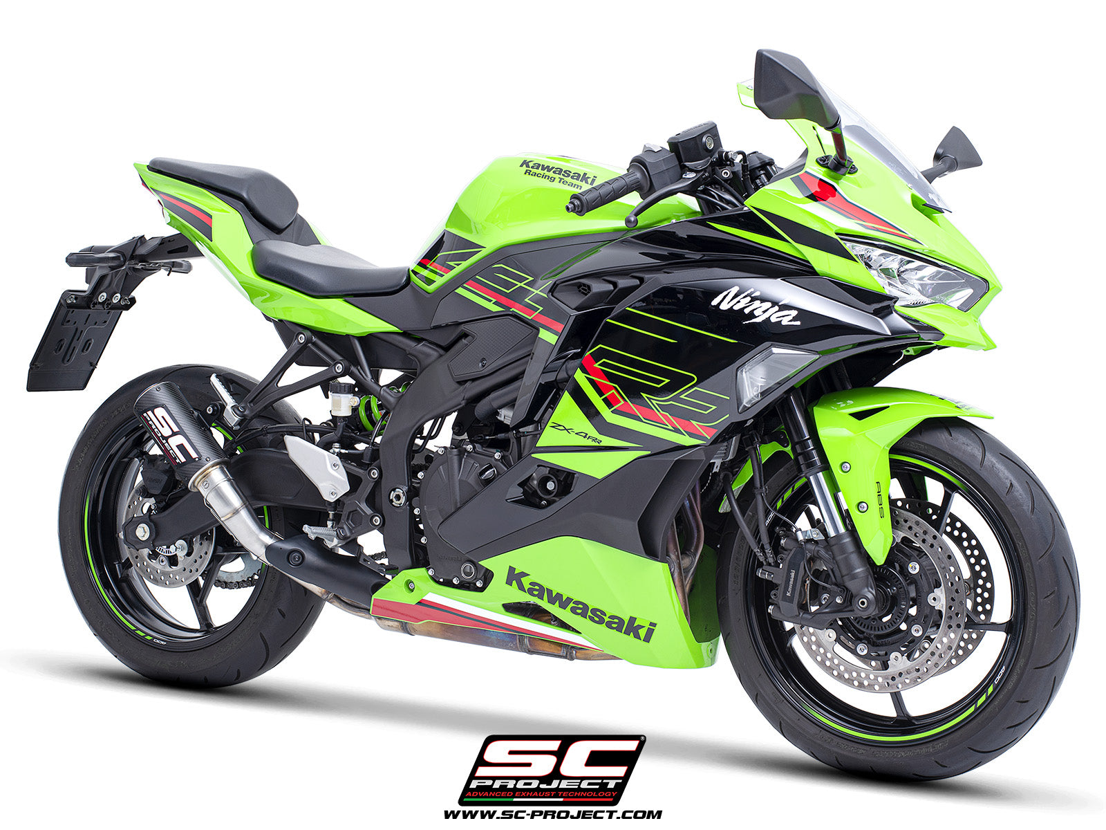 Kawasaki ZX-4R - RR with SC-Project CR-T carbon exhaust, 3/4 rear view