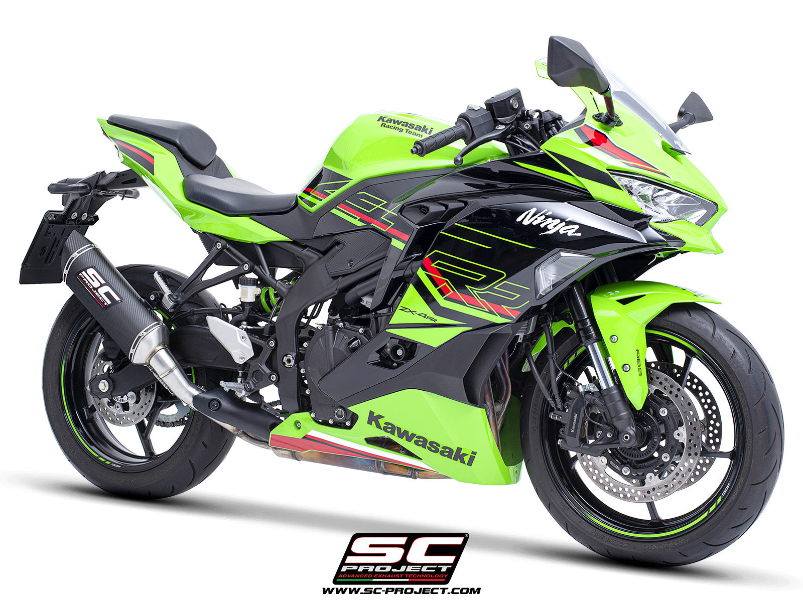 Kawasaki ZX-4R - RR with SC-Project SC1-S carbon exhaust, 3/4 rear view