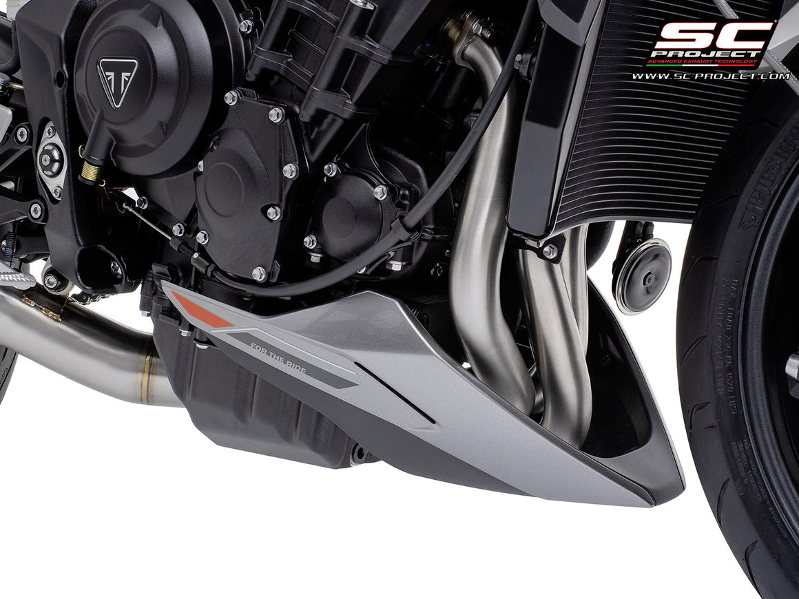 Triumph Street Triple 765 R - RS with SC-Project 3-1 Stainless steel full exhaust system, with SC1-S carbon exhaust, 3/4 rear view