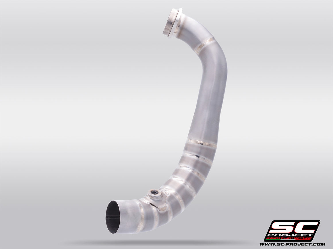 Kove 450 Rally with SC-Project 1-1 header titanium exhaust, 3/4 rear view