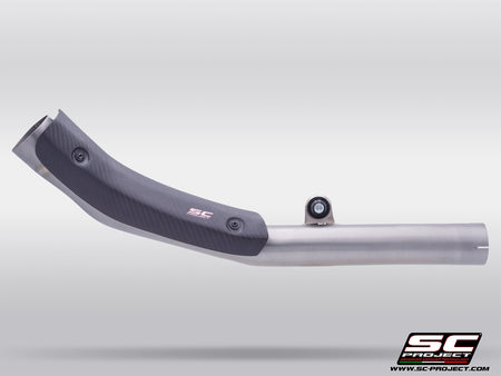 Kove 450 Rally with SC-Project decat titanium exhaust, 3/4 rear view