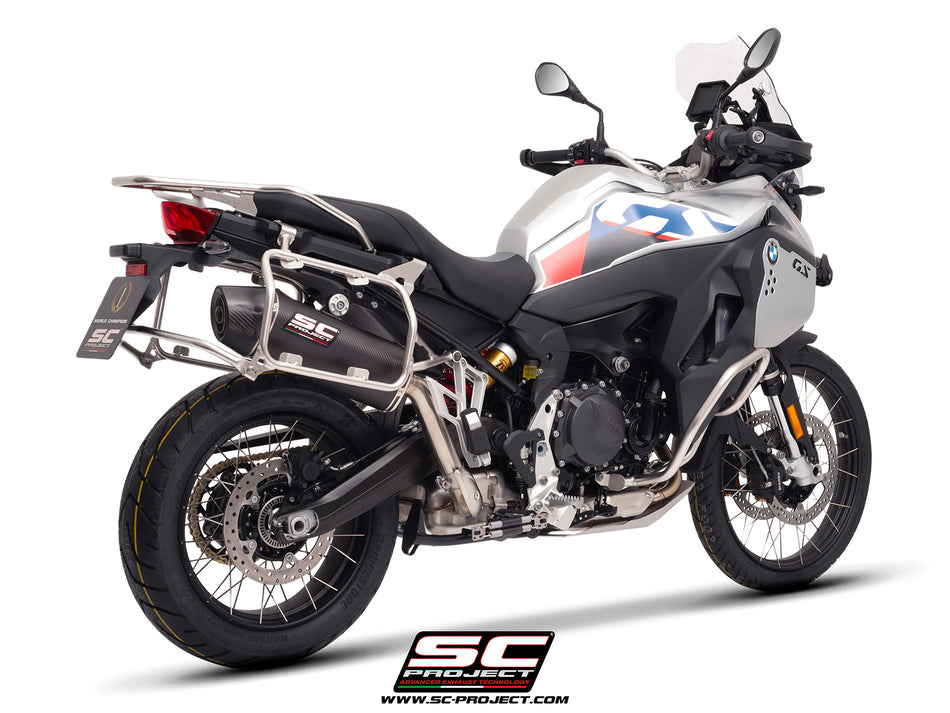 BMW F 900 GS ADVENTURE with SC-Project X-Plorer II GT carbon exhaust, 3/4 rear view