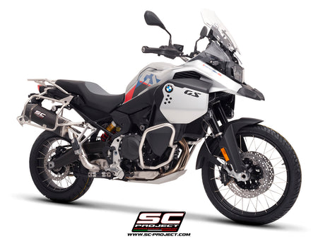BMW F 900 GS ADVENTURE with SC-Project X-Plorer II GT carbon exhaust, 3/4 rear view