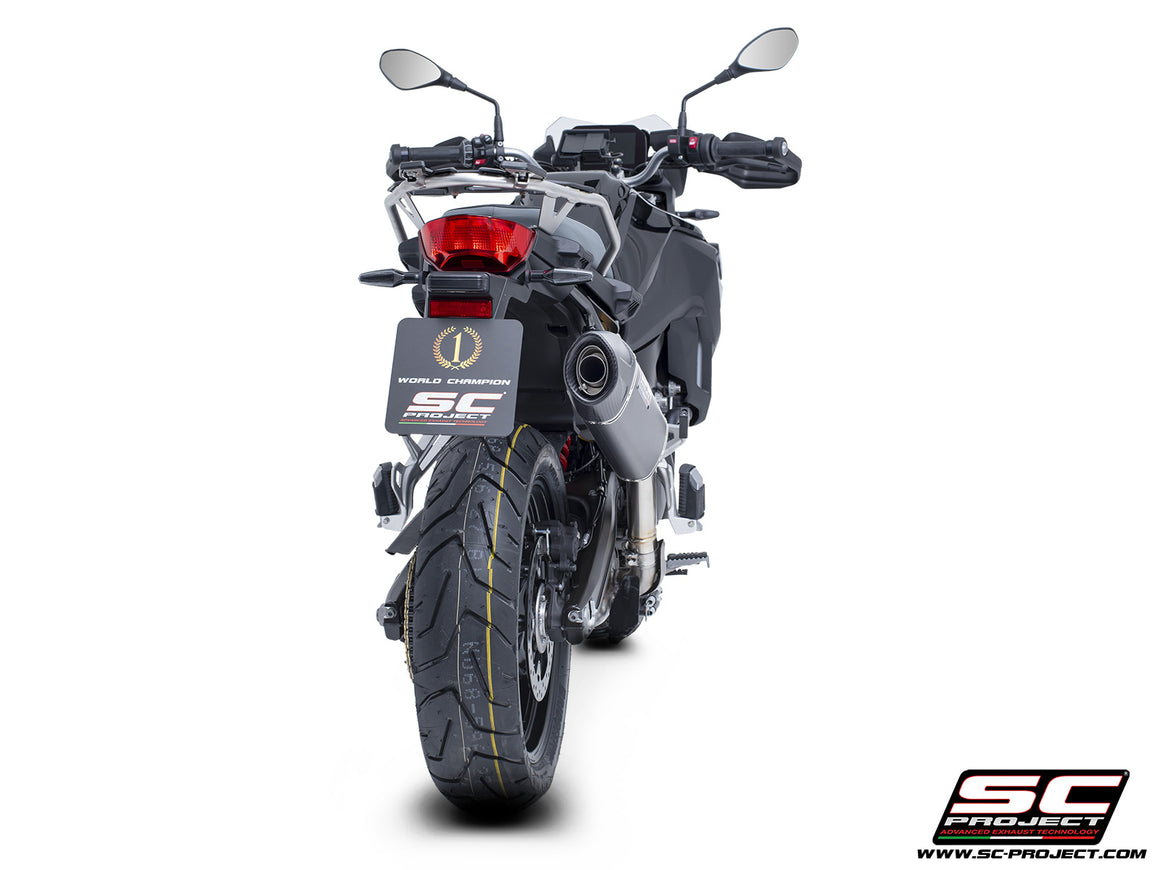 BMW F 800 GS with SC-Project X-Plorer II GT carbon exhaust, 3/4 rear view