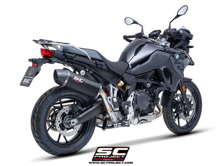 BMW F 800 GS with SC-Project X-Plorer II GT carbon exhaust, 3/4 rear view