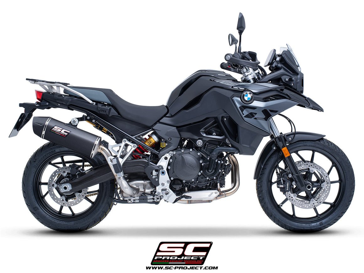 BMW F 800 GS with SC-Project X-Plorer II GT carbon exhaust, 3/4 rear view