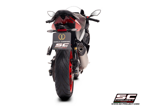 Aprilia RS 457 with SC-Project SC1-S titanium exhaust, 3/4 rear view