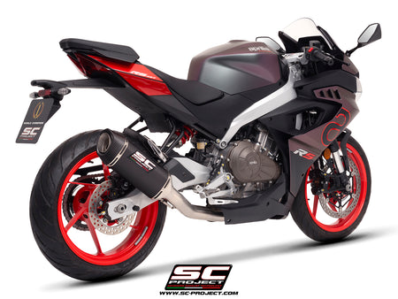 Aprilia RS 457 with SC-Project SC1-S carbon exhaust, 3/4 rear view